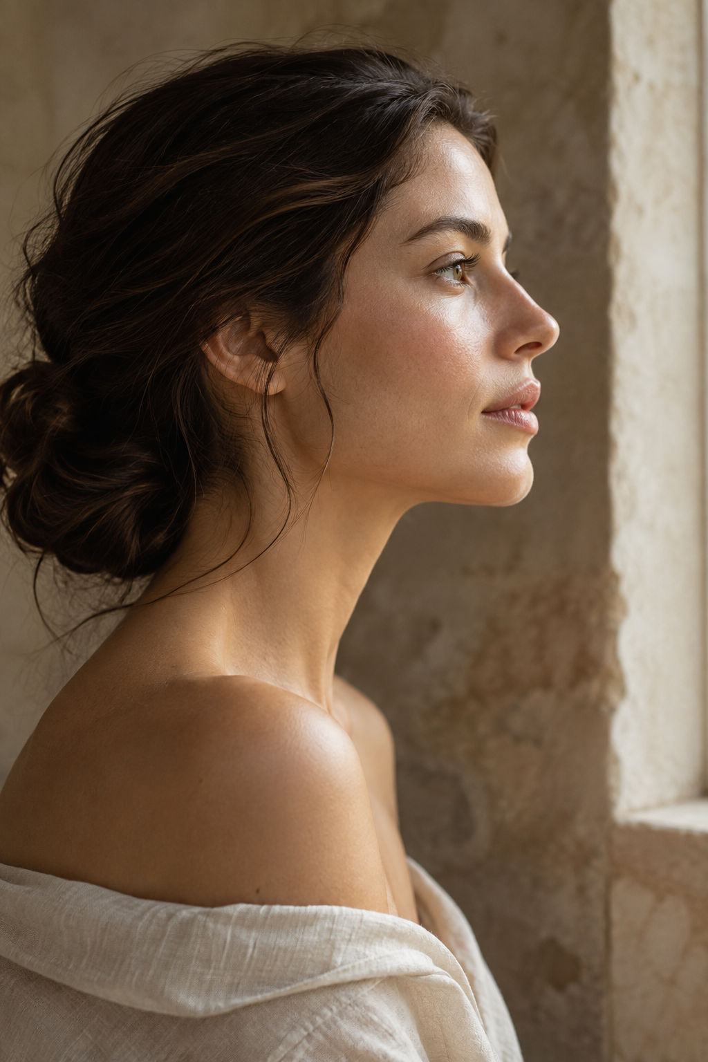 Perfil femenino en luz natural